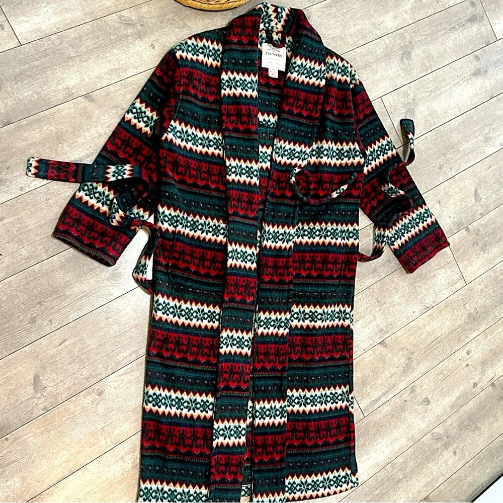 Vintage 90s Victoria’s Secret Country Christmas Robe Faire Isle RARE Women Small - Picture 3 of 16